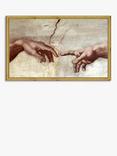 Brookpace Lascelles Michelangelo 'Creation of Adam' Wood Framed Print, 15 x 36cm, Brown/Gold