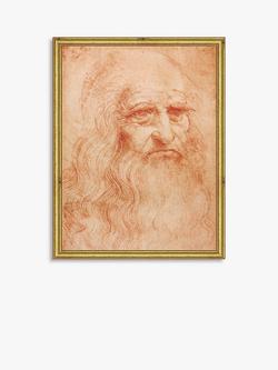 Brookpace Lascelles Leonardo da Vinci 'Portrait of a Man' Wood Framed Print, 26 x 19cm, Red/Gold, Red/Gold