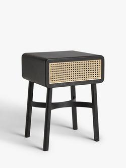 John Lewis Rattan Storage Bedside Table, Black