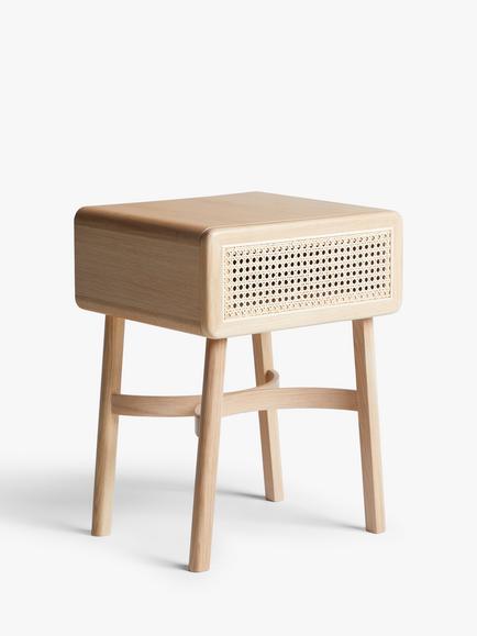John Lewis Rattan Storage Bedside Table, Oak