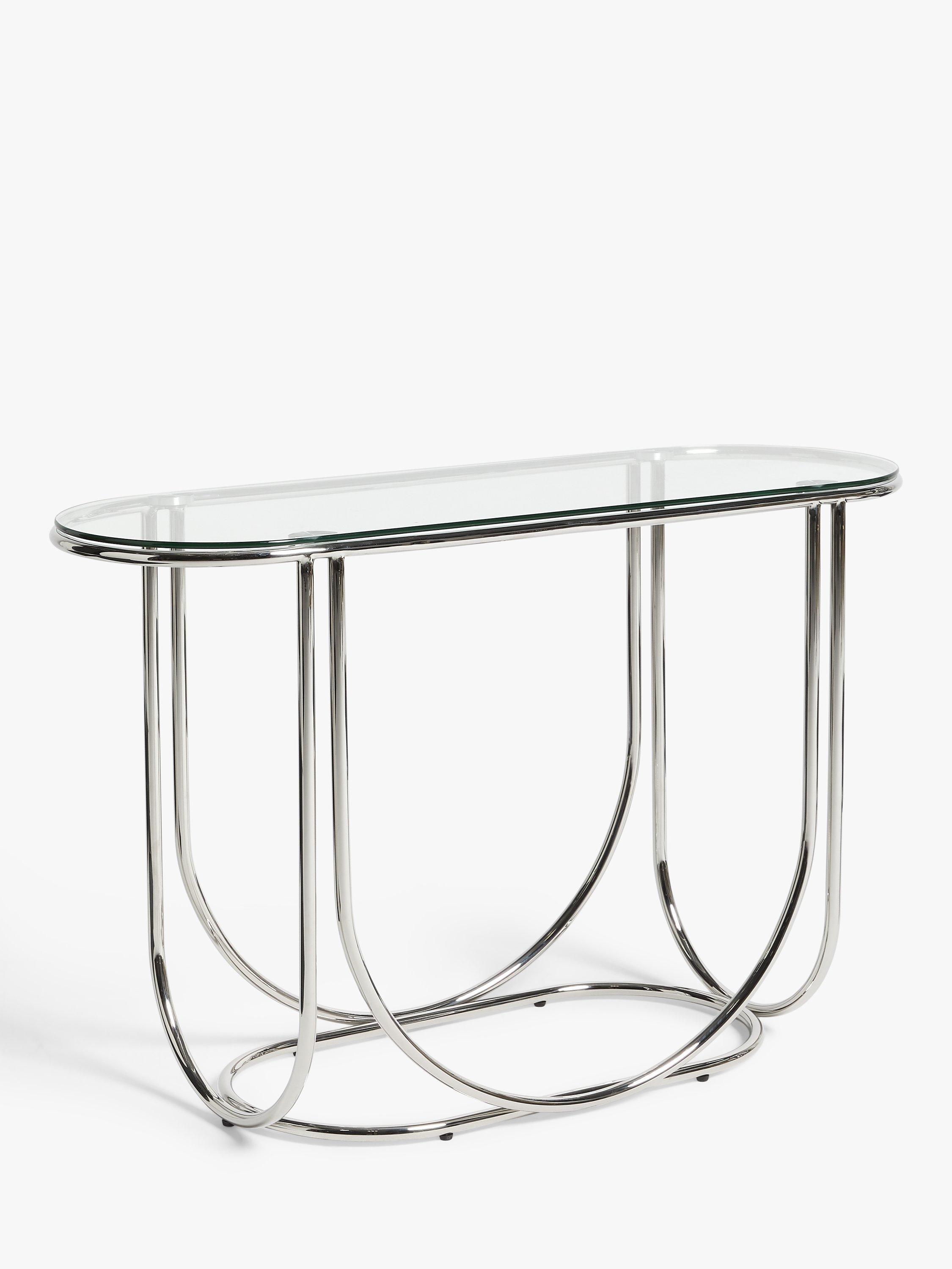John Lewis Loop Glass Console Table, Clear/Silver