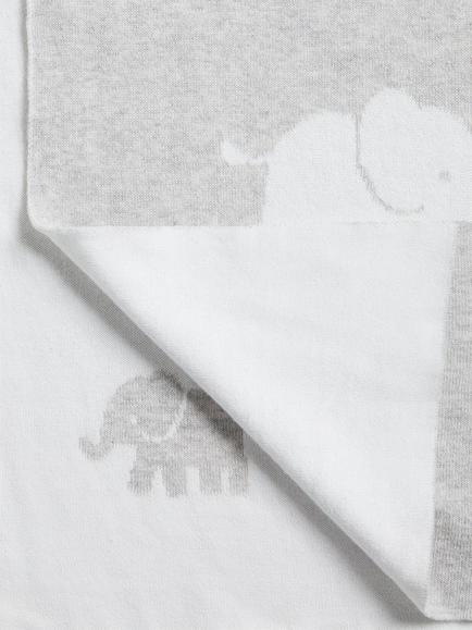 John Lewis Safari Elephant Cotton Blanket, 100 x 75cm - view 2, Grey