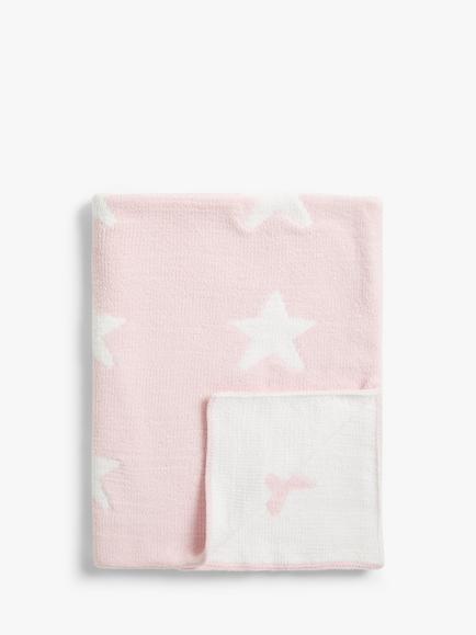 John Lewis Star Blanket, 100 x 75cm, Pink