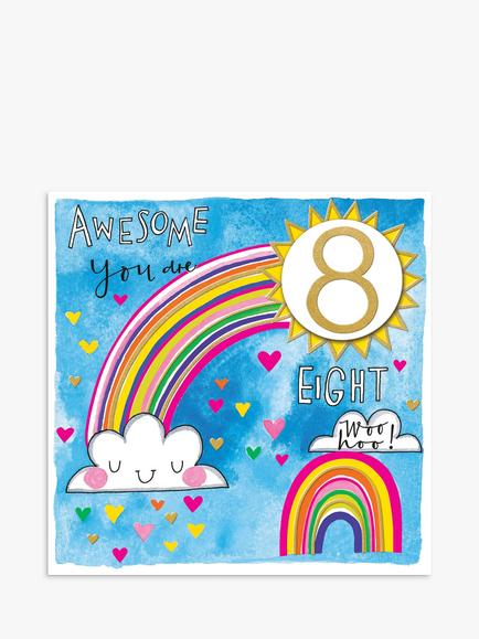 Rachel Ellen Awesome Rainbow 8th Birthday Card, Multi