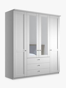 John Lewis Marlow 200cm Hinged Door Wardrobe with Mirrors & 3 Drawers, White