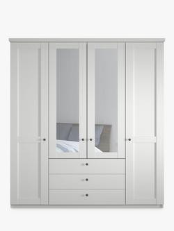 John Lewis Marlow 200cm Hinged Door Wardrobe with Mirrors & 3 Drawers - view 2, White