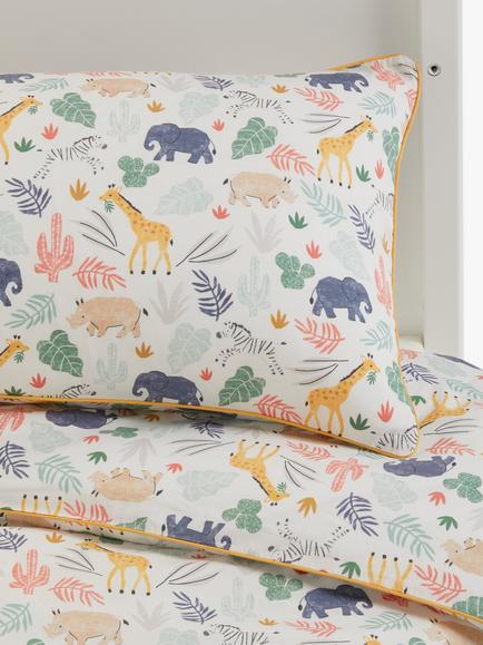 John Lewis Kids' Safari Print Pure Cotton Duvet Cover and Pillowcase Set, Multi