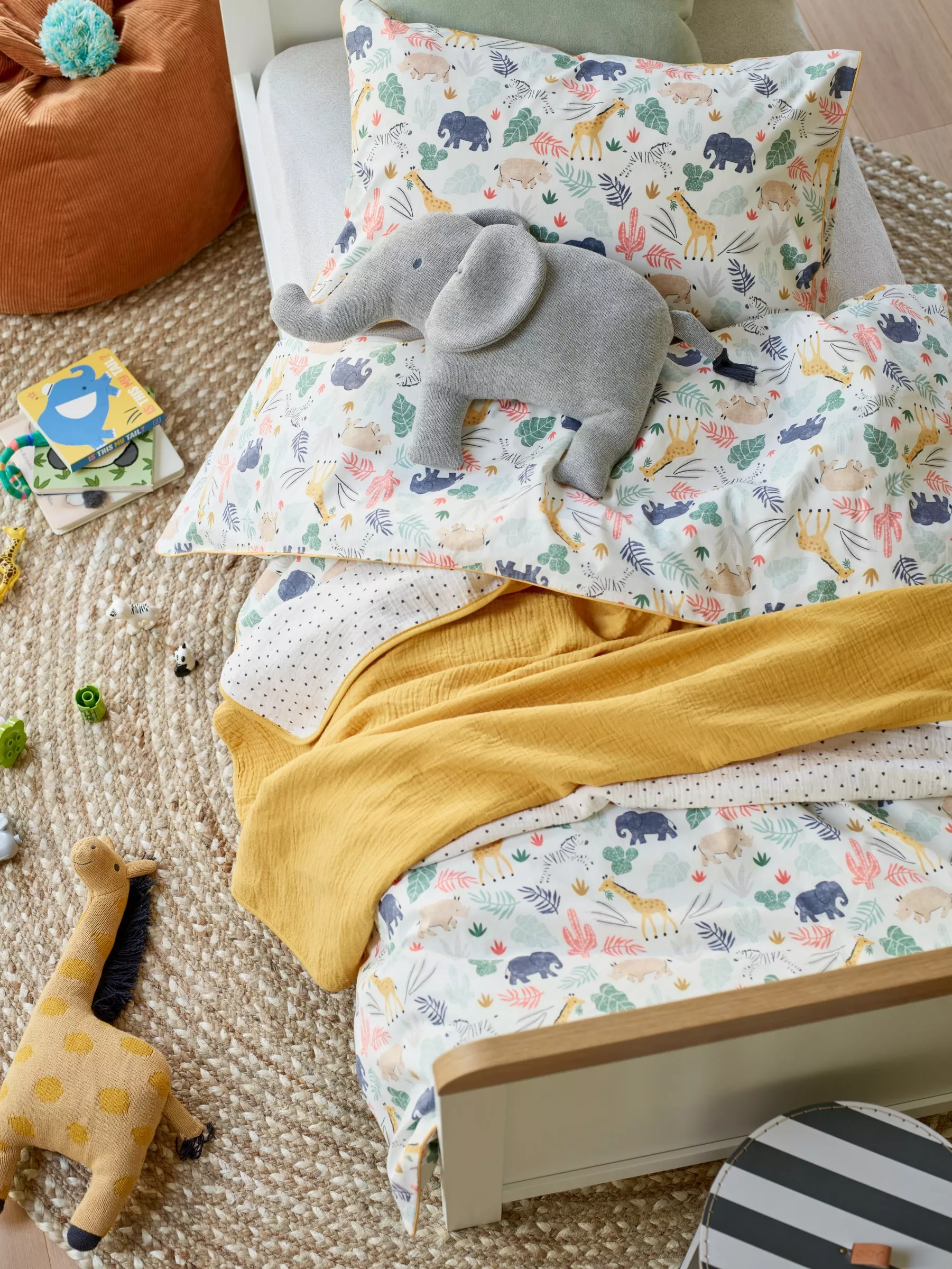 John Lewis Kids Safari Print Pure Cotton Duvet Cover and Pillowcase Set