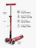 Micro Scooters Maxi Deluxe Foldable LED Scooter, Red