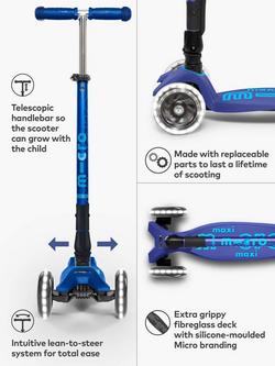 Micro Scooters Maxi Deluxe Foldable LED Scooter - view 2, Navy