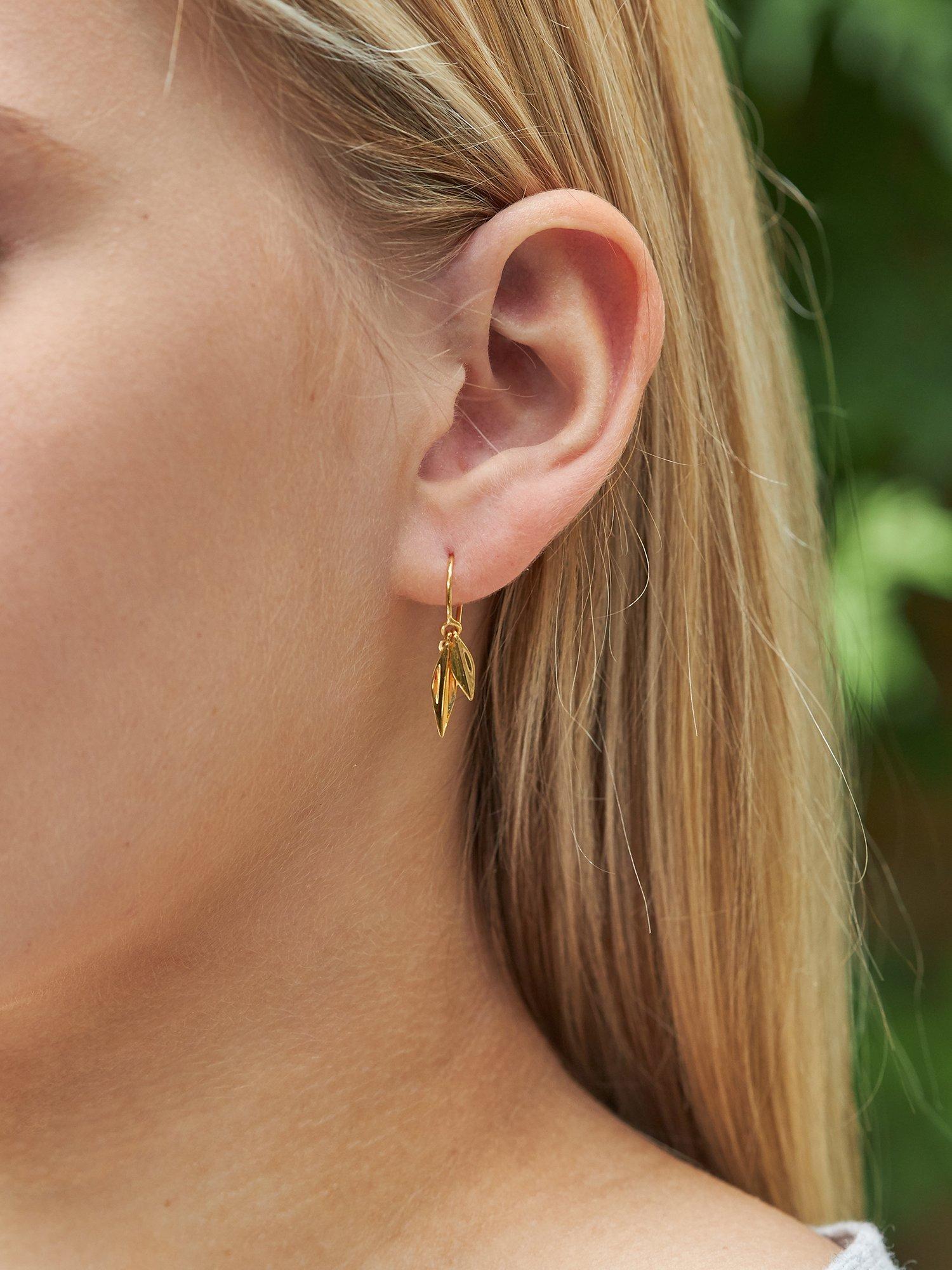 Product image 2 of 2, which shows Dinny Hall Lotus Double Leaf Drop Earrings, Gold