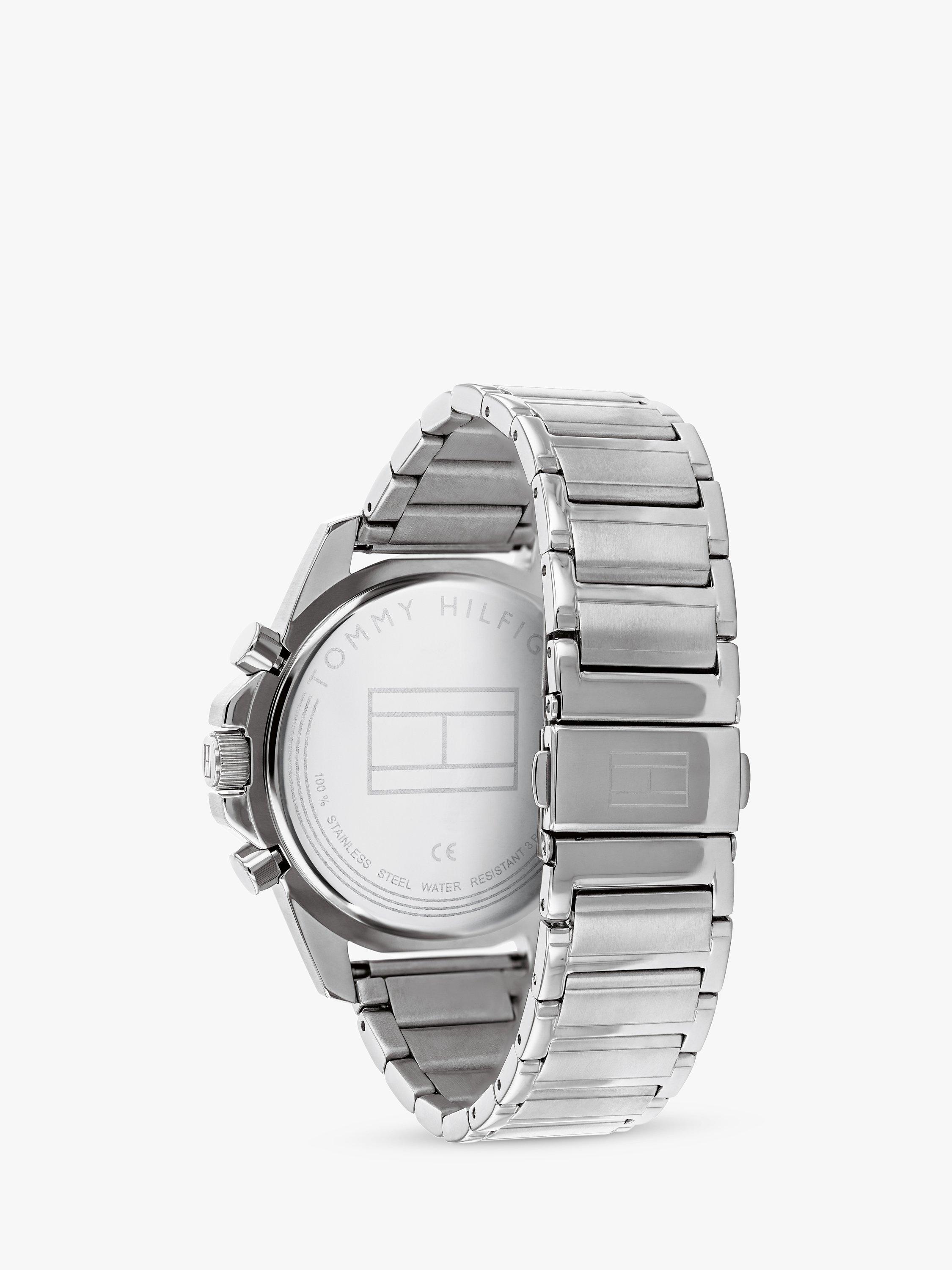 Product image 3 of 6, which shows Tommy Hilfiger 1791788 Men's Chronograph Bracelet Strap Watch, Silver/Blue