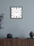 Thomas Kent Garrick Square Analogue Wall Clock, 40cm, Black/White