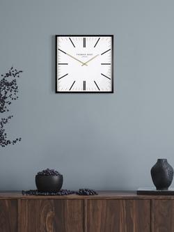 Thomas Kent Garrick Square Analogue Wall Clock, 40cm, Black/White - view 2, Black/White