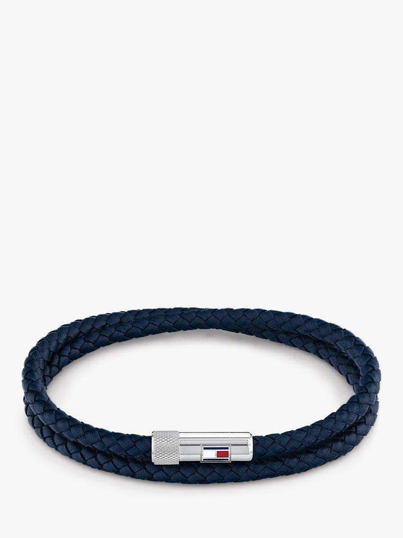 Product image 1 of 3, which shows Tommy Hilfiger Men's Double Wrap Leather Bracelet, Navy