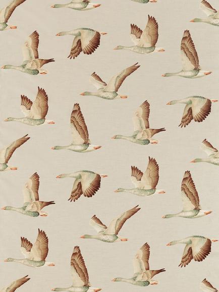 Sanderson Elysian Geese Linen Blend Furnishing Fabric, Briarwood, Briarwood
