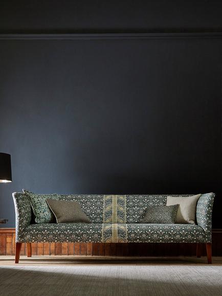 Morris & Co. Bellflowers Furnishing Fabric - view 2, Charcoal/Olive