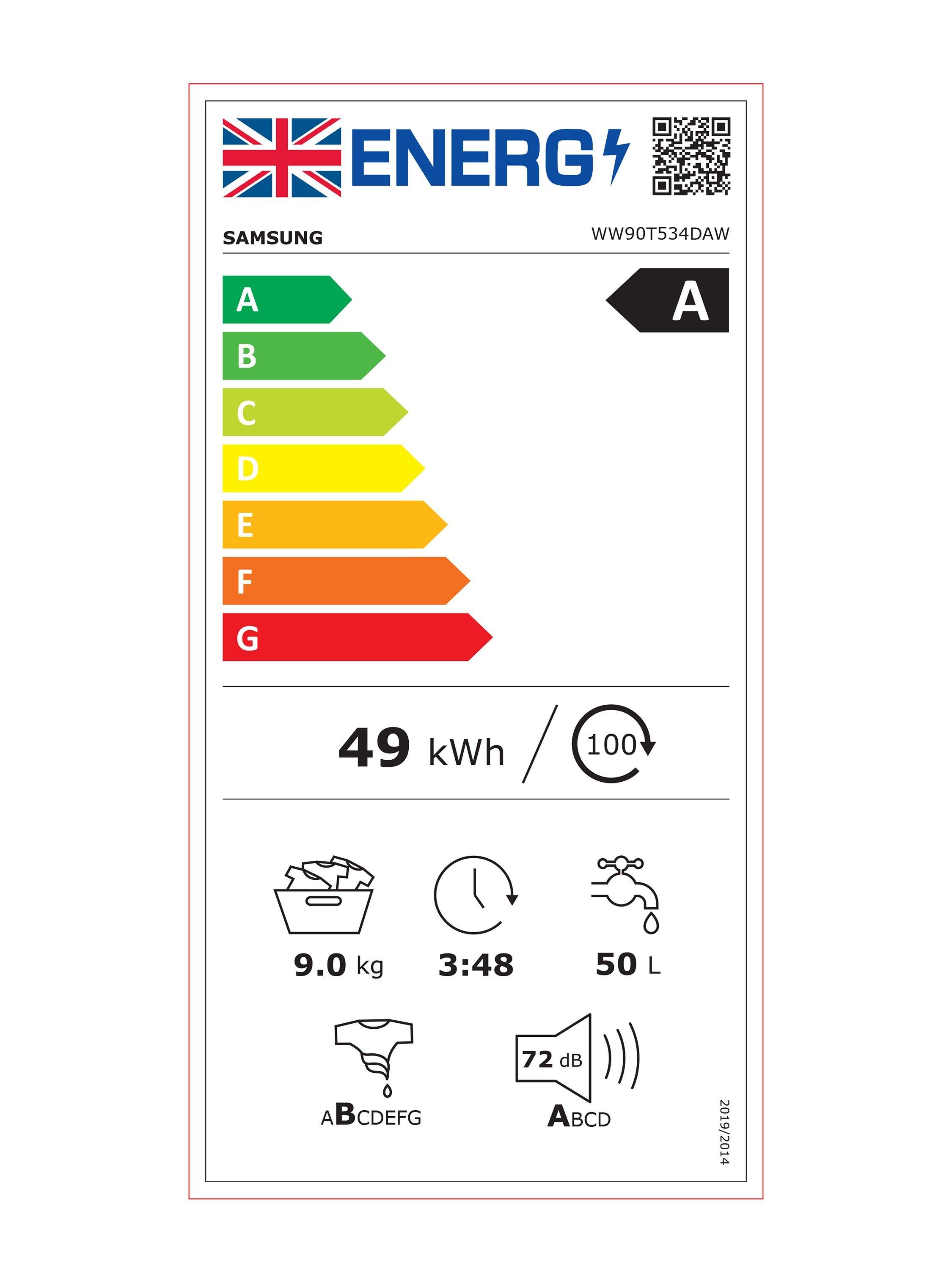 This item is rated A for energy efficiency on a scale from A (most efficient) to G (least efficient).