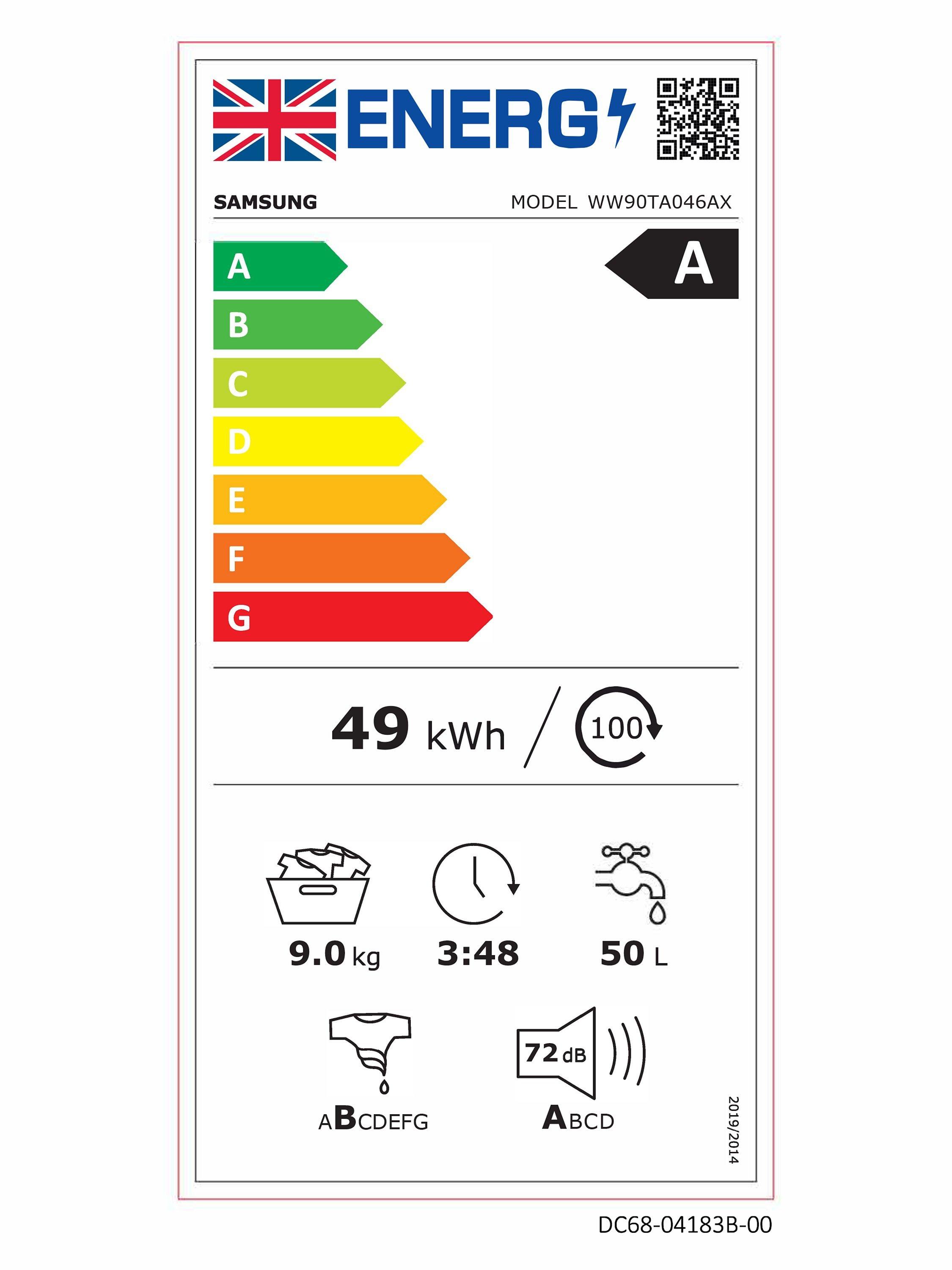 This item is rated A for energy efficiency on a scale from A (most efficient) to G (least efficient).