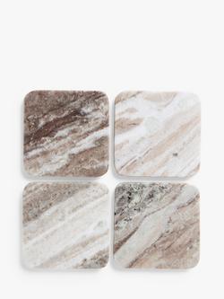 John Lewis Toronto Marble Coasters, Set of 4, Natural, Natural Marble