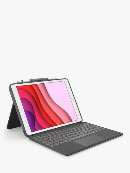 Logitech Combo Touch, Full-Size Backlit Keyboard Cover for iPad 10.2", Grey