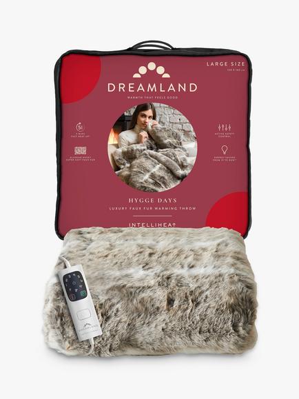 Dreamland Alaskan Husky Faux Fur Throw, Beige/Grey