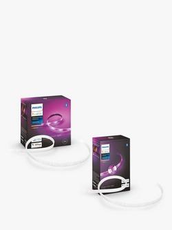 Philips Hue White and Colour Ambiance Smart Lighting Adjustable Colour Changing LED Lightstrip Plus with Bluetooth, 20W, 2 Metres & LED Lightstrip Extension with Bluetooth, 11.5W, 1 Metre, Multi