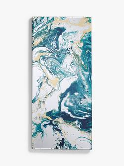 John Lewis Abstract Art Rectangular Wall Mirror, 100 x 45cm, Blue, Blue