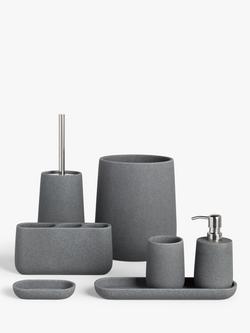 John Lewis Drift Bathroom Accessories, Grey, White Stone