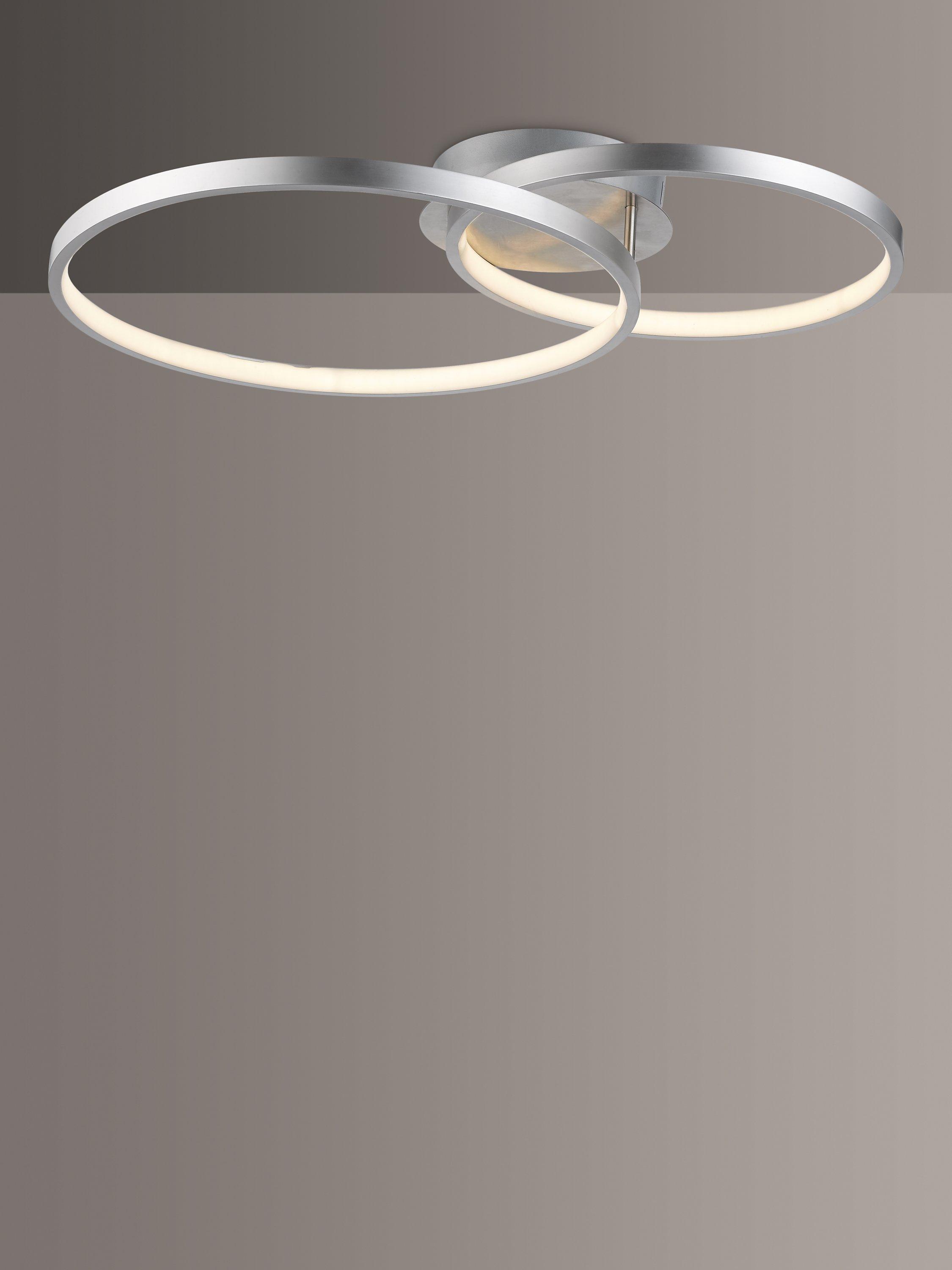 John Lewis Dual Hoop LED Semi Flush Ceiling Light, Nickel