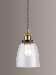 John Lewis Glass Ceiling Light, Clear/Brass