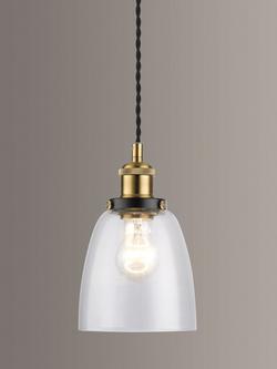 John Lewis Glass Ceiling Light, Clear/Brass, Clear/Brass