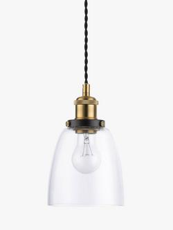 John Lewis Glass Ceiling Light, Clear/Brass - view 2, Clear/Brass