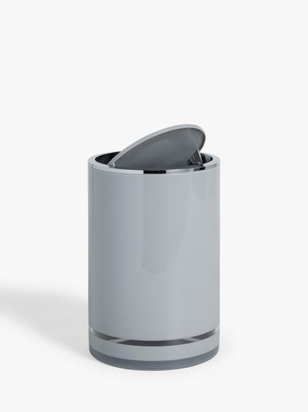 John Lewis Block Stripe Bathroom Bin - view 2, Grey