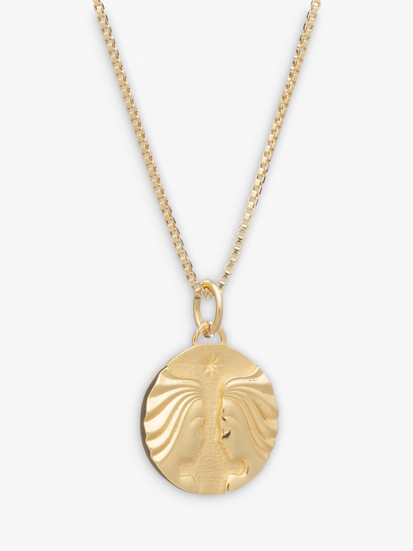 Rachel Jackson London Zodiac Pendant Necklace, Gold/Gemini