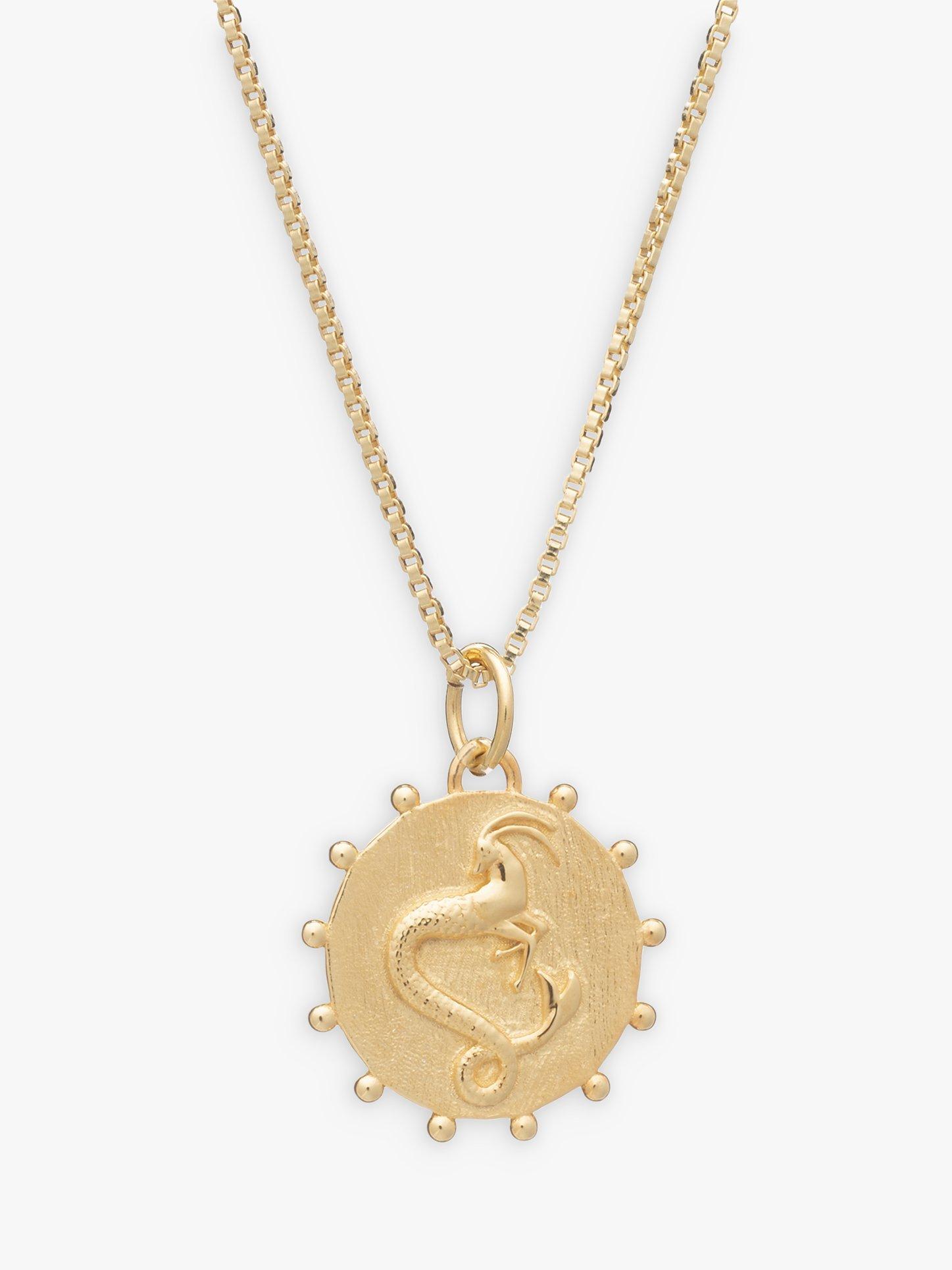 Rachel Jackson London Zodiac Pendant Necklace, Gold/Capricorn