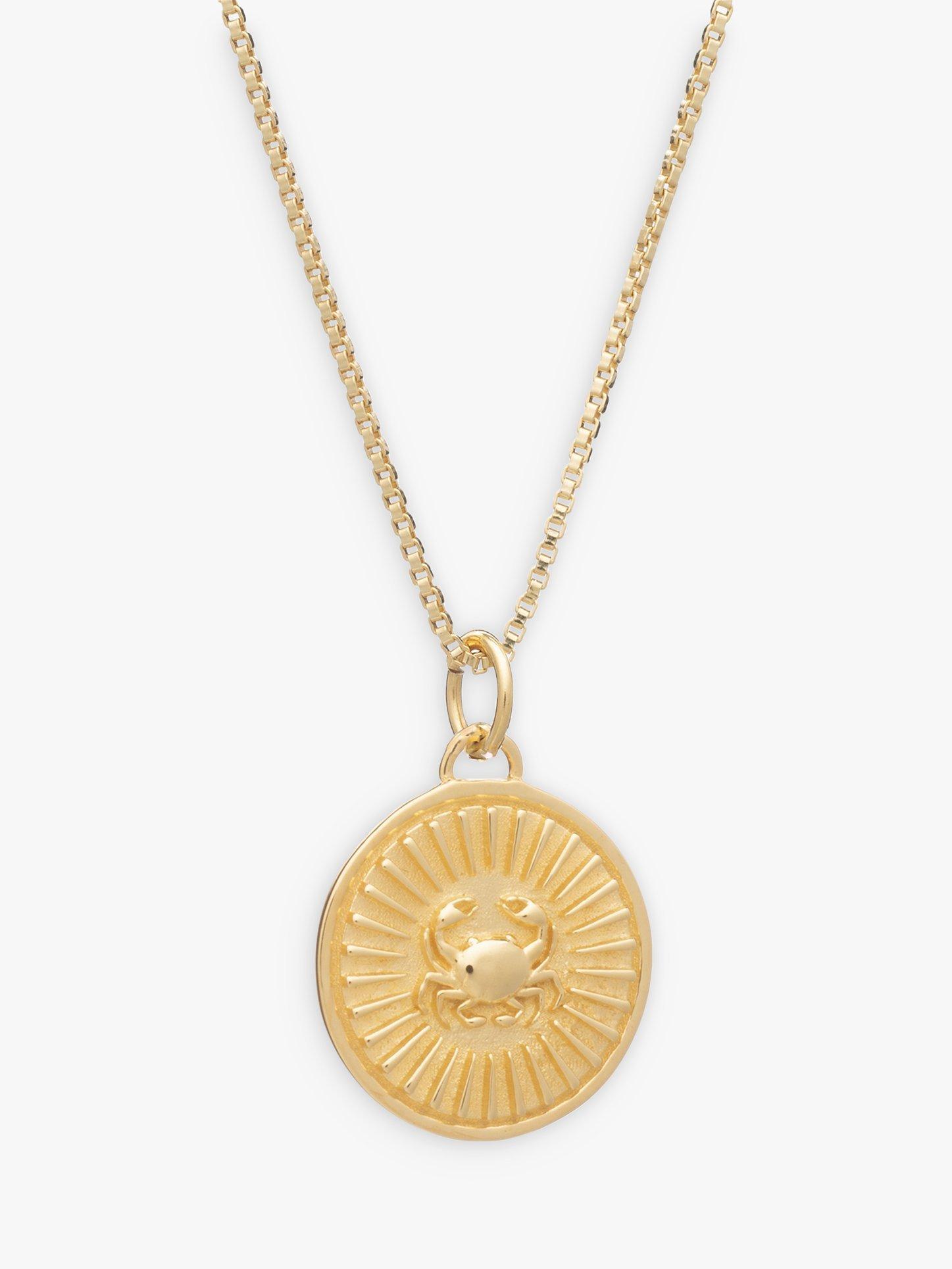 Rachel Jackson London Zodiac Pendant Necklace, Gold/Cancer