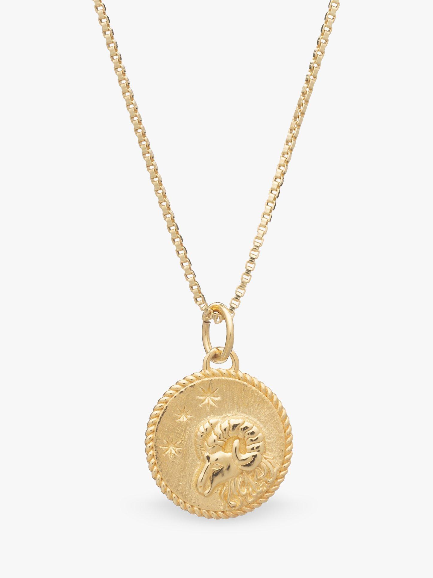 Rachel Jackson London Zodiac Pendant Necklace, Gold/Aries