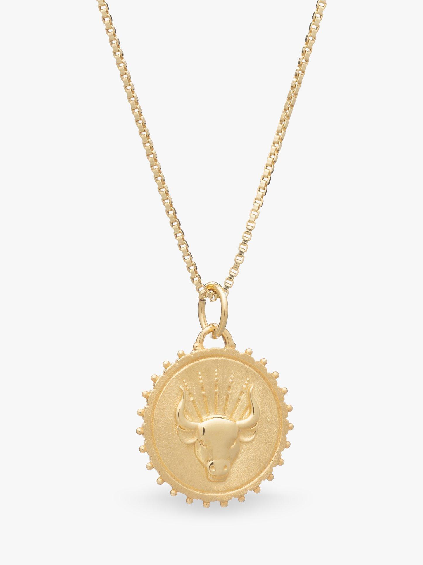 Rachel Jackson London Zodiac Pendant Necklace, Gold/Taurus
