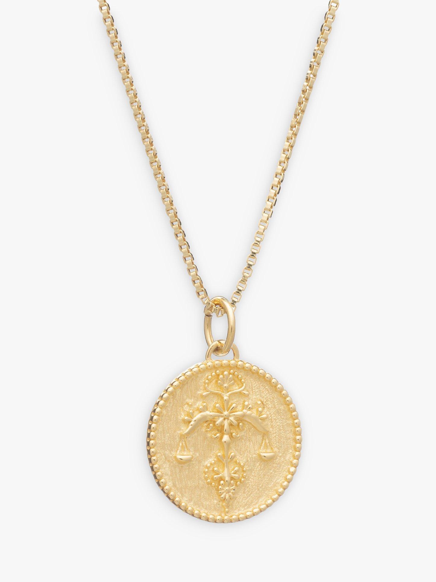 Rachel Jackson London Zodiac Pendant Necklace, Gold/Libra
