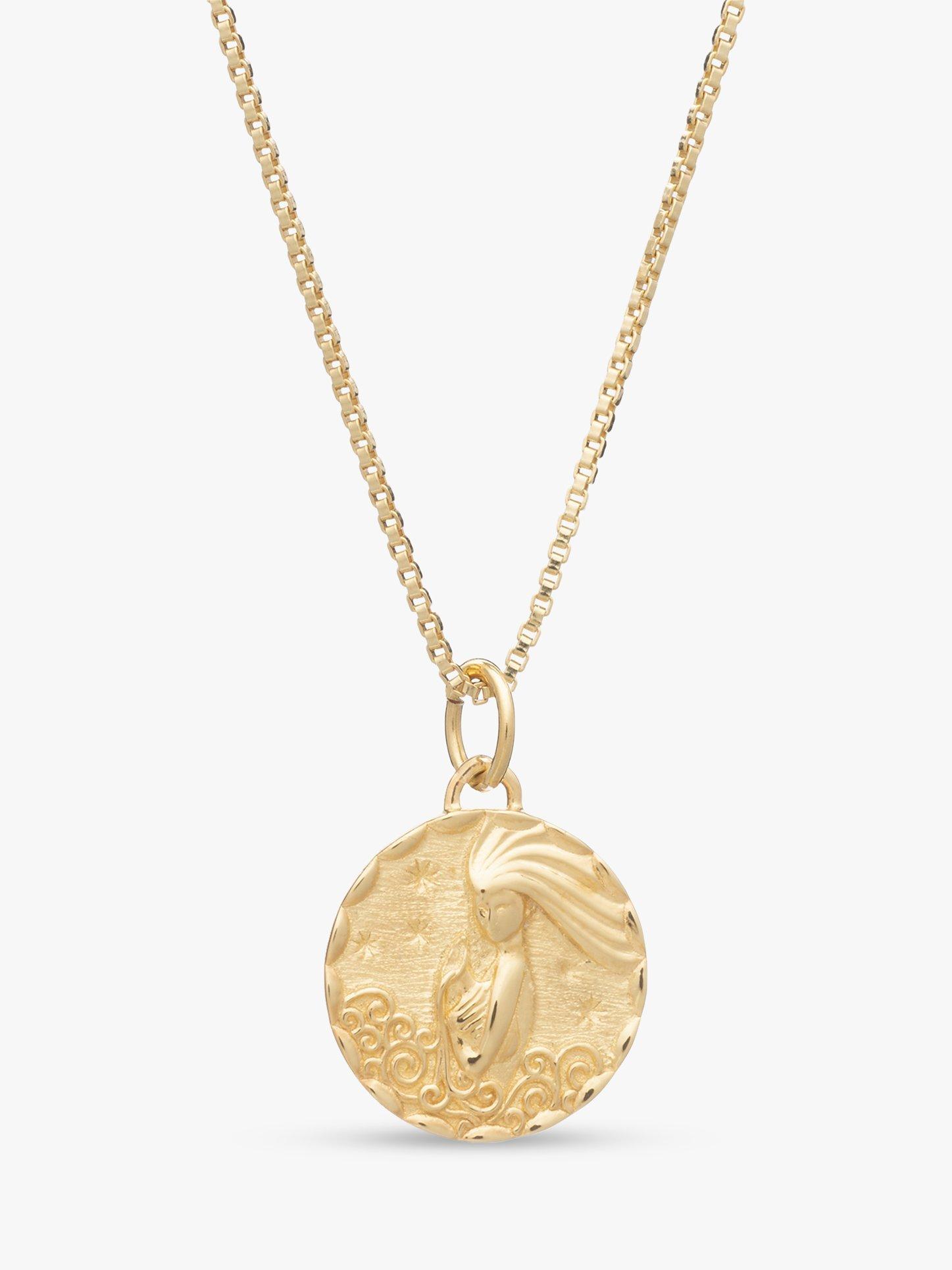 Rachel Jackson London Zodiac Pendant Necklace, Gold/Aquarius