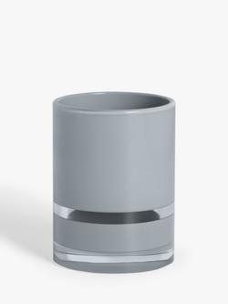 John Lewis Block Stripe Bathroom Tumbler, Grey