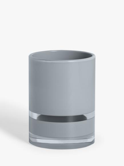 John Lewis Block Stripe Bathroom Tumbler, Grey