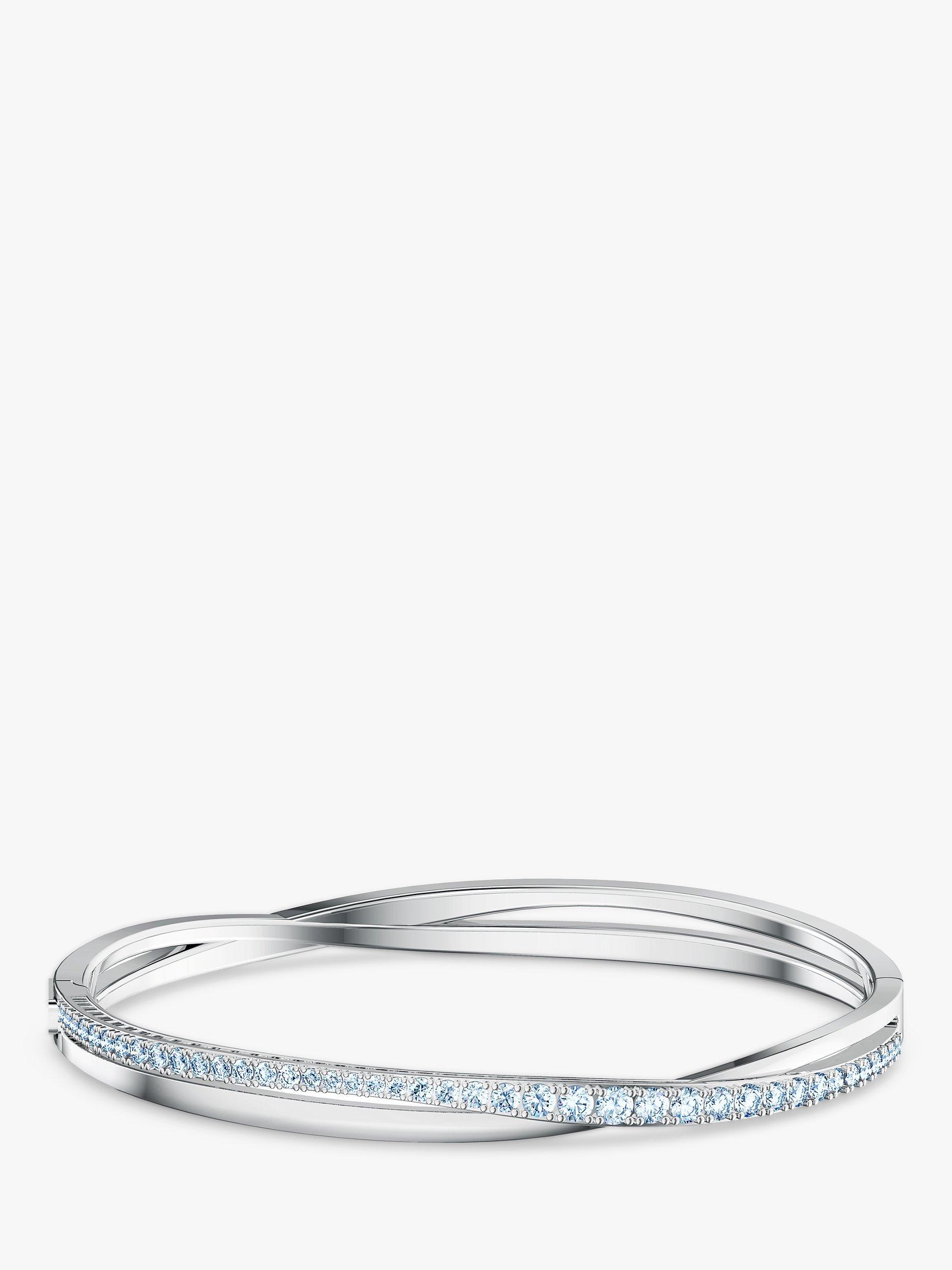 Swarovski Twist Row Bangle, Silver/Blue