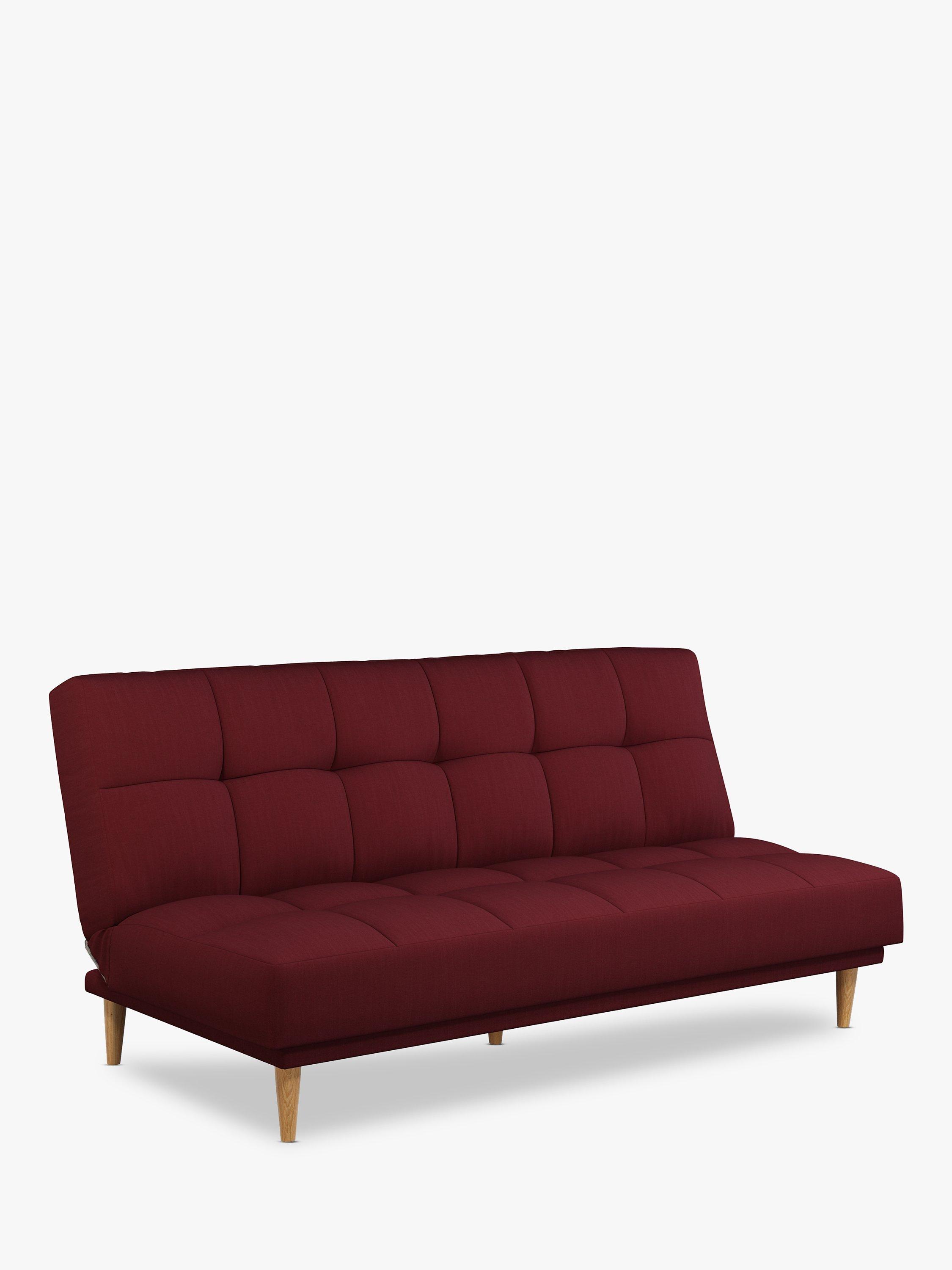 Linear Range, John Lewis Linear Medium 2 Seater Sofa Bed, Light Leg, Relaxed Linen Berry