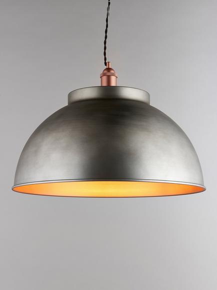 John Lewis Baldwin Extra Large Pendant Ceiling Light, Pewter/Copper