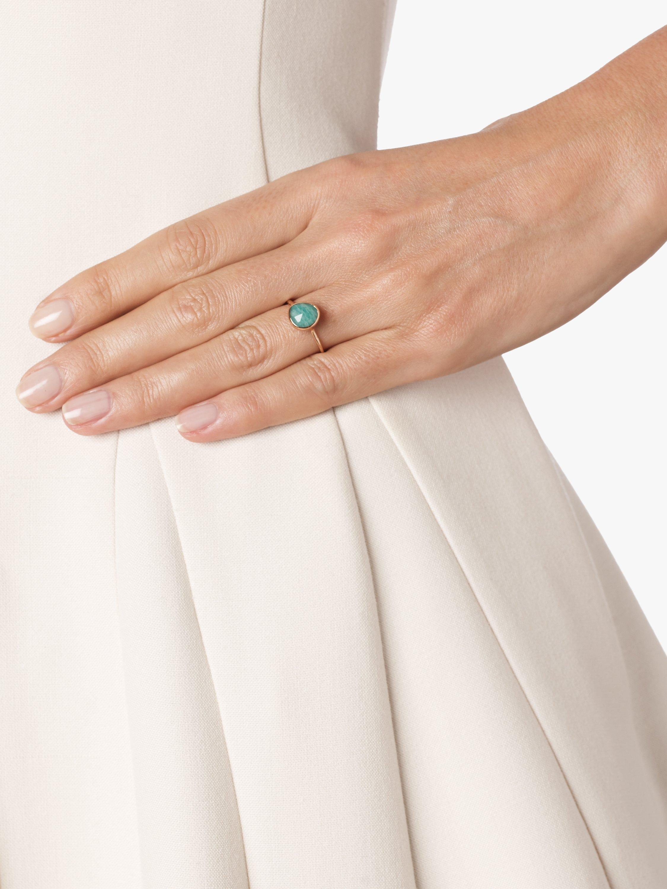 Product image 2 of 3, which shows Monica Vinader Siren Amazonite Stacking Ring, Rose Gold/Green