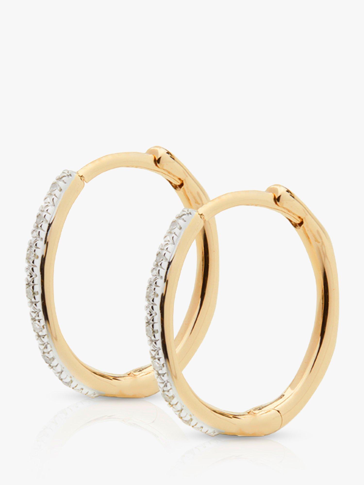 Monica Vinader Riva Wave Diamond Hoop Earrings, Gold
