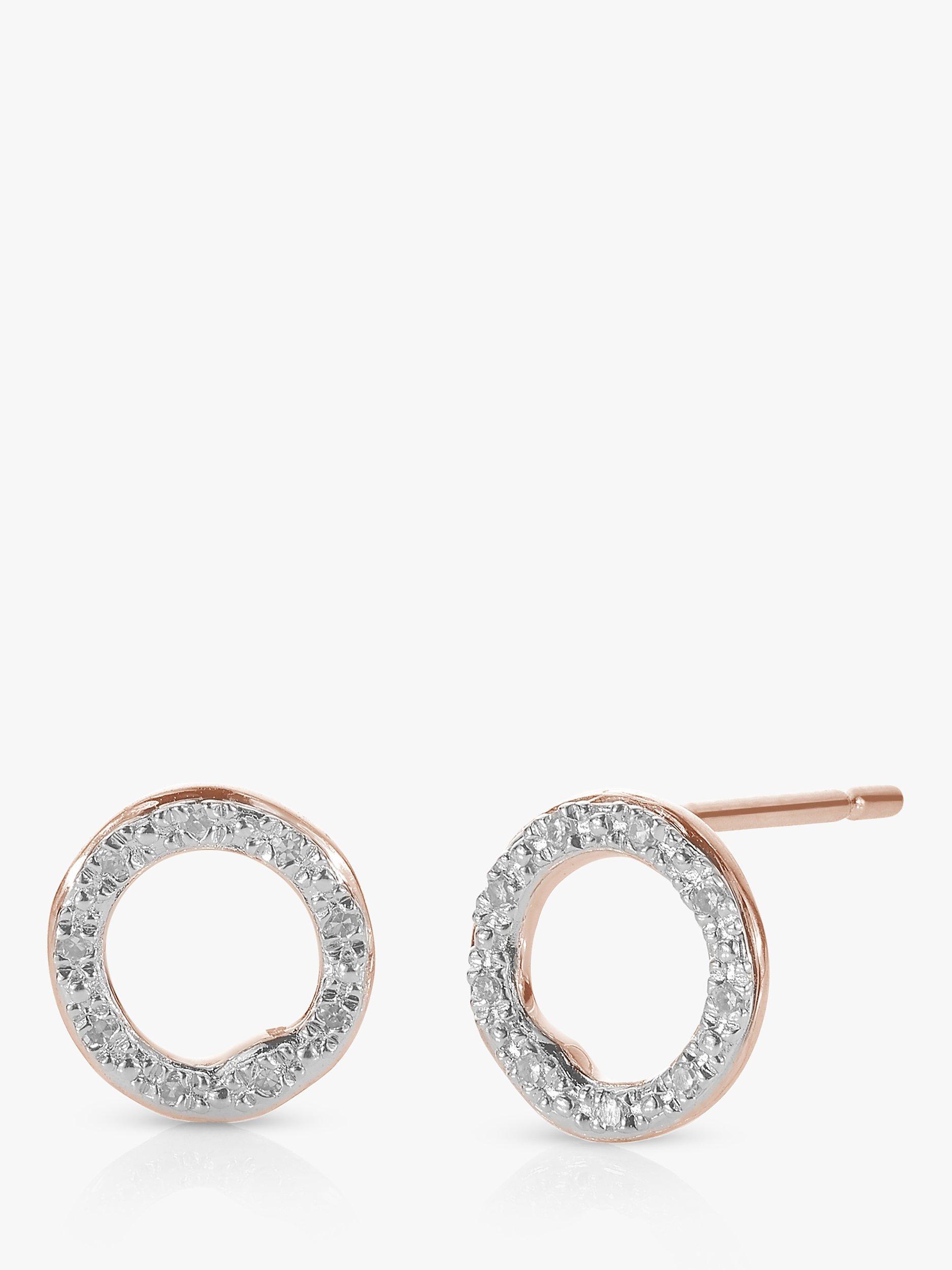 Monica Vinader Riva Diamond Circle Stud Earrings, Rose Gold
