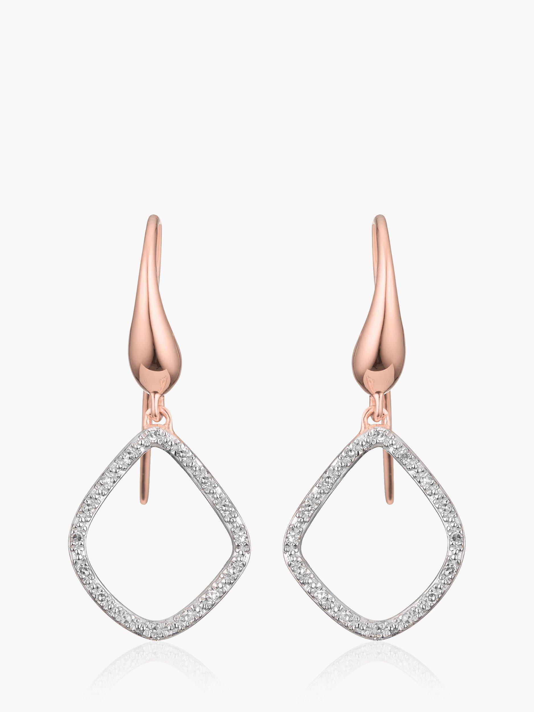 Product image 1 of 6, which shows Monica Vinader Riva Kite Diamond Drop Earrings, Rose Gold